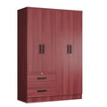 Modern Wood 4 Doors 2 Drawers Armoire (Mahogany) O447607