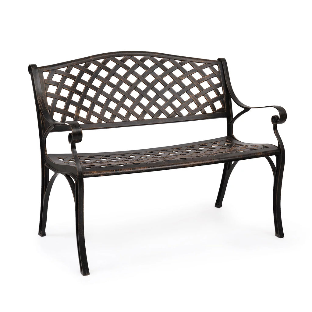 Bronze Patio Garden Bench with Cast Iron Cast Aluminum Frame B27045