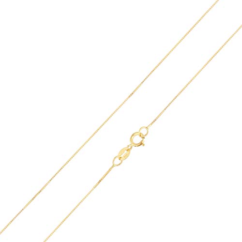 Solid 14K Gold 0.5mm Box Chain Necklace with Spring Ring Clasp X11320