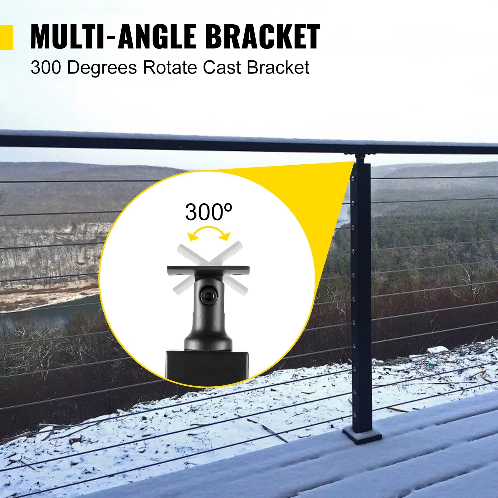 Black Stainless Steel Handrail Post 42 x 1.97 x 1.97" V369