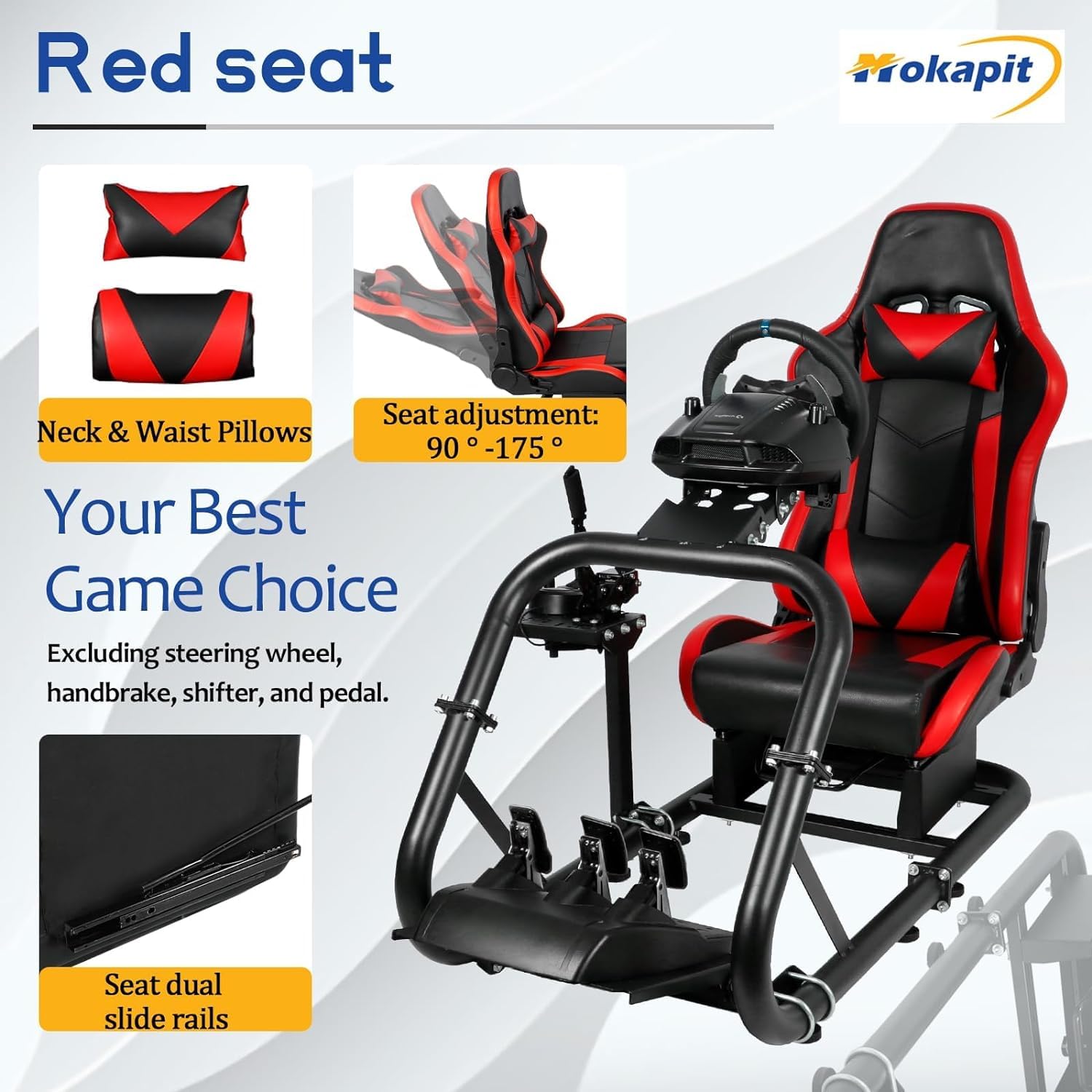 Racing Simulator Cockpit with Red Seat, 50mm Large Round Tube J841820