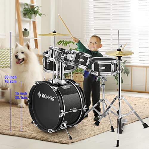 5-Piece 14 inch Full Size Junior Drum Kit Metallic Black T79229