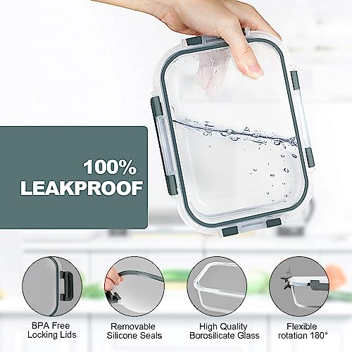 10 Pack Glass Meal Prep Containers with Lids J3816