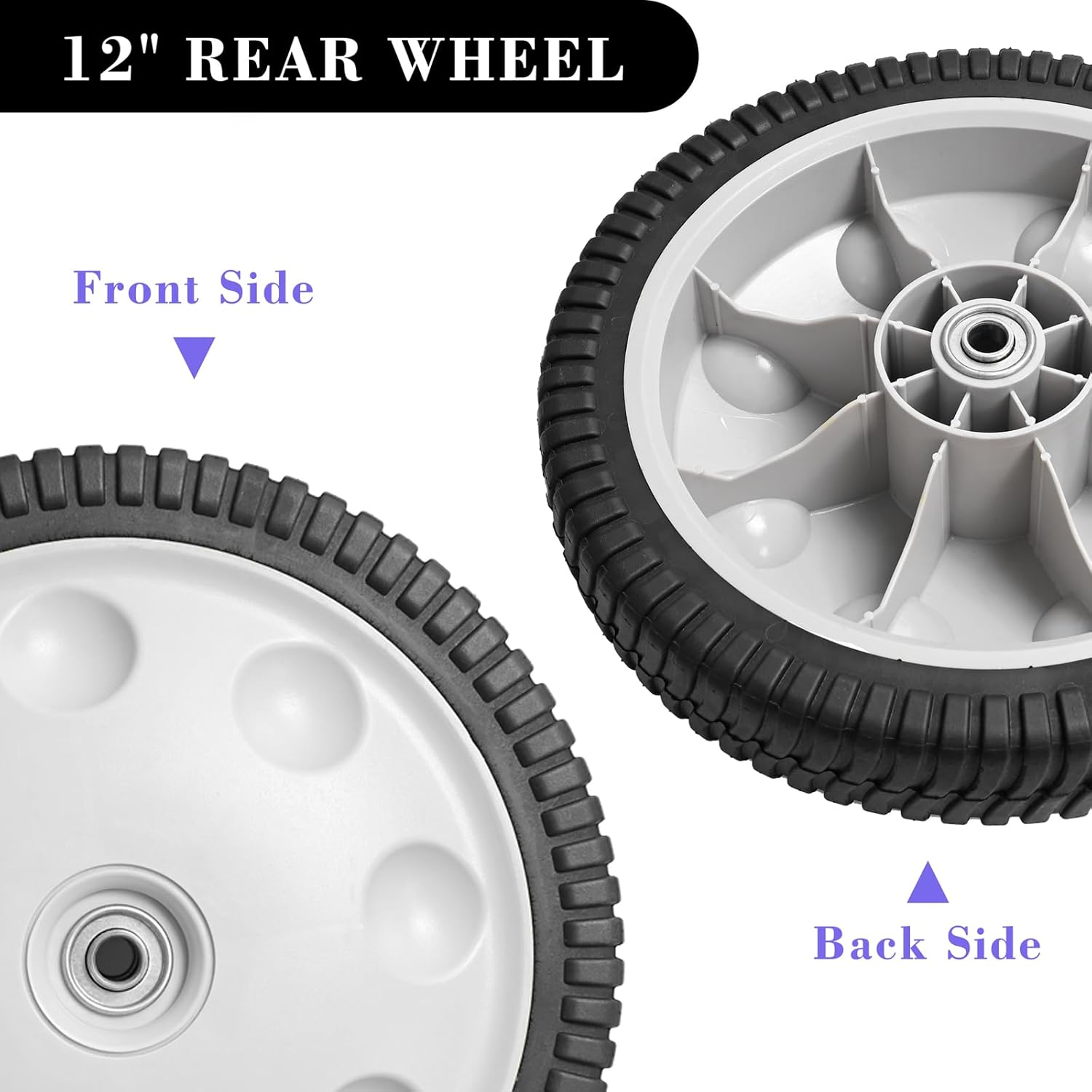 12 Inch Rear Wheel Replacement for Push Lawn Mower, 1 Pack R503