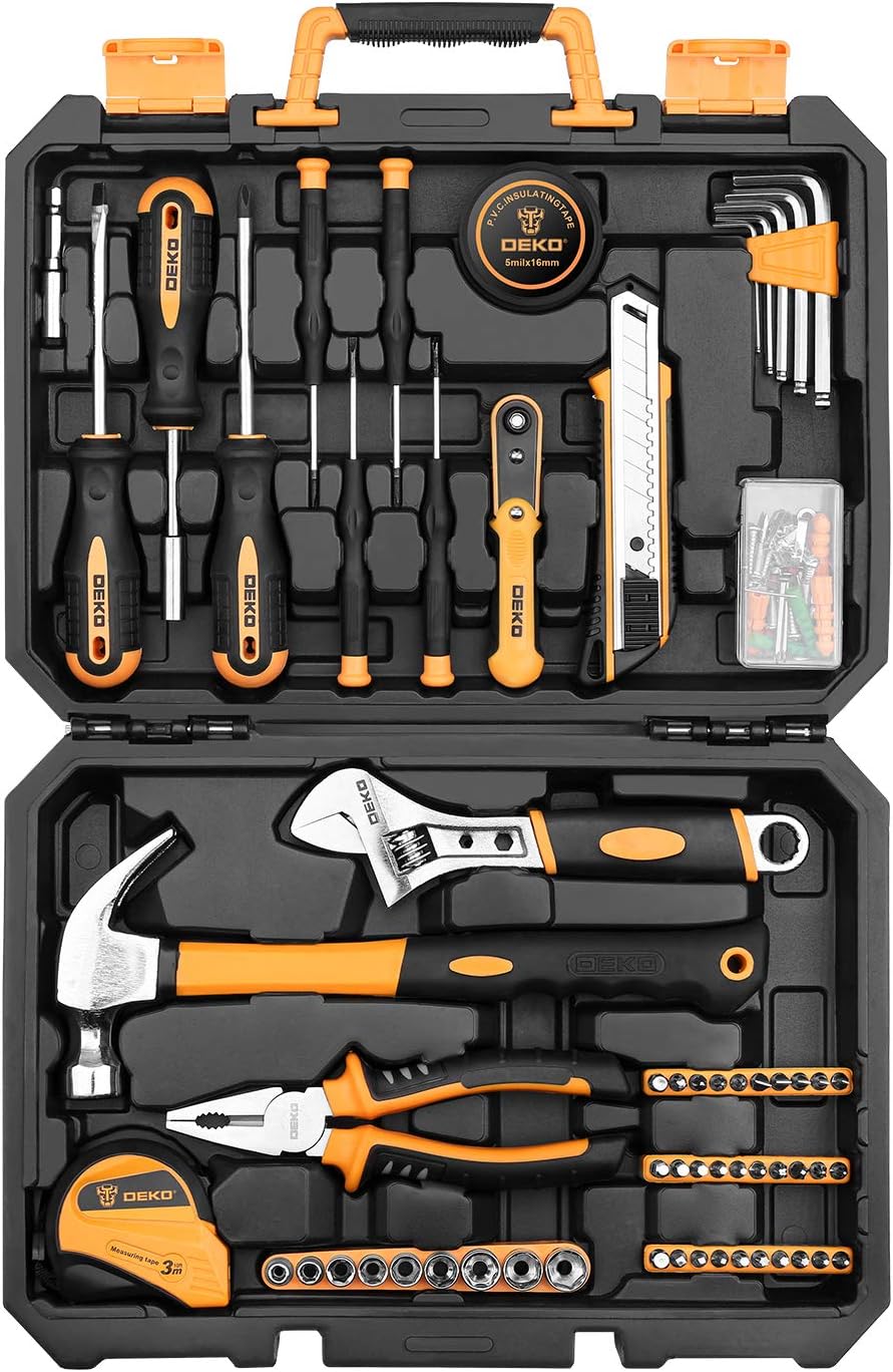100 Piece Home Repair Tool Set with Plastic Tool Box Storage Y866