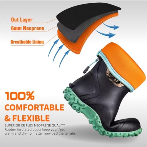 Black 6mm Neoprene Waterproof Insulated Work Boots W95604