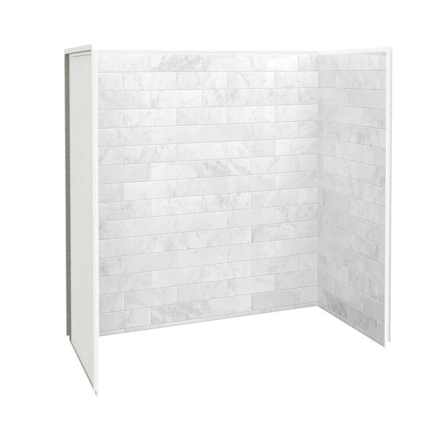 Marble Carrara Fiberglass/Plastic Composite Bathtub Wall Surround R293882