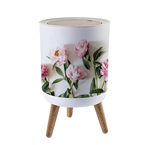 Pink Peonies Small Trash Can with Lid J1089