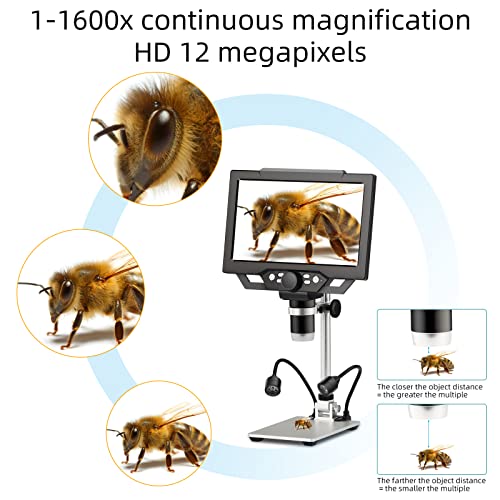 4.3 inch IPS Digital Microscope, 10-1000X Magnification Handheld Camera Video Microscope with 32G TF Card, 8 LED Lights, Rechargeable Battery Microscope K197105