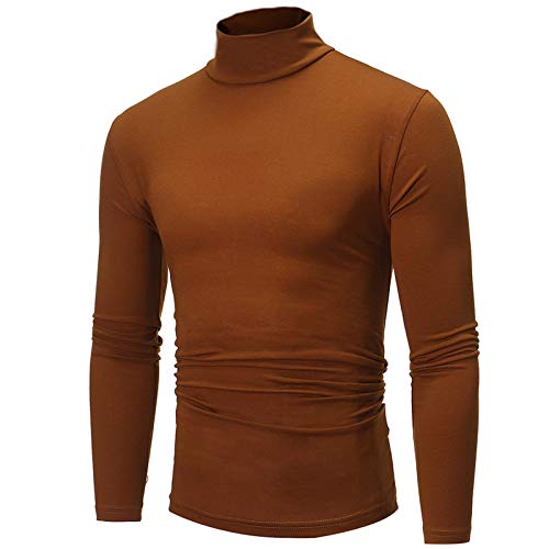 Men Turtleneck Long Sleeve T Shirt Slim Fit Solid Thermal Tops Y111302
