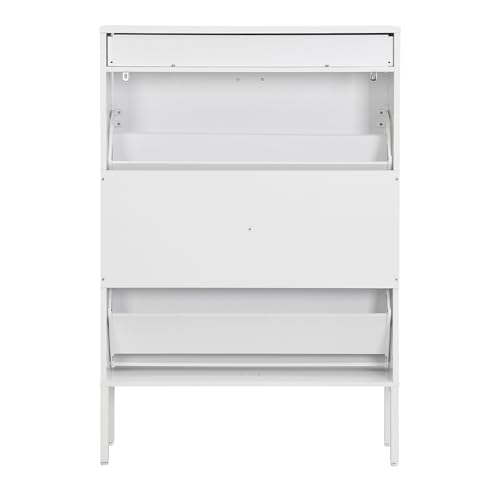 White Shoe Cabinet with 2 Drawers and Adjustable Shelf I3203