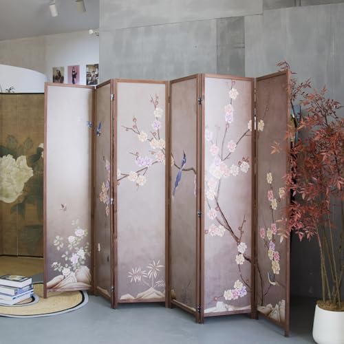 6 Panel Double Faced Room Divider Folding Wall Divider, 67" H x 94.5" W I765