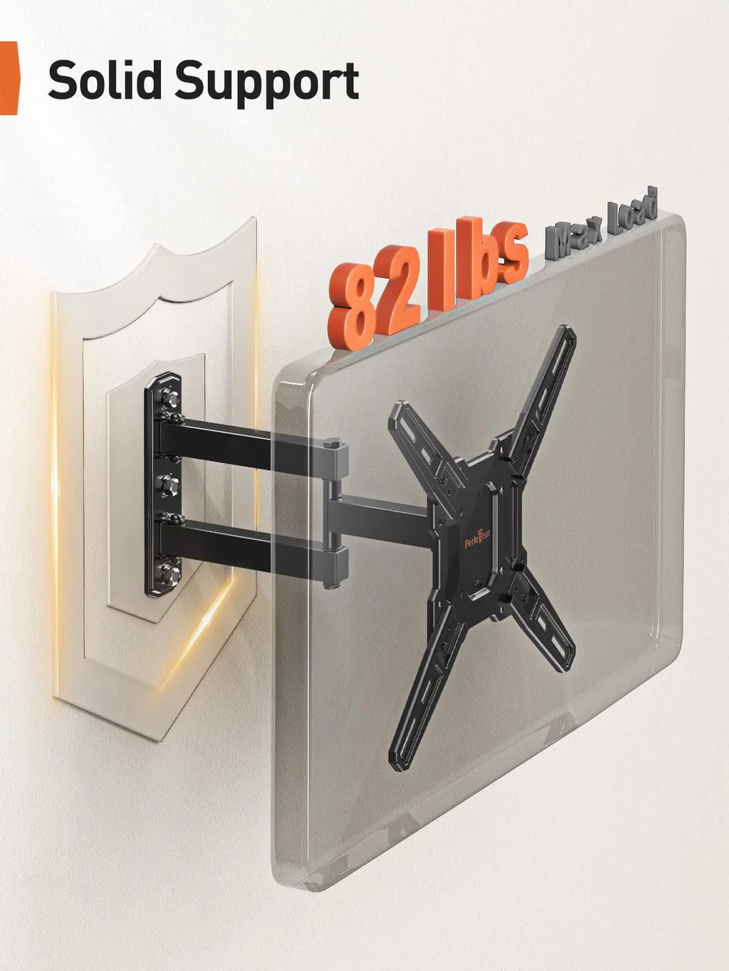 Full Motion TV Wall Mount for 26-60 inch LED LCD Flat Curved Screen TVs, Max 400x400mm, up to 82 lbs I412