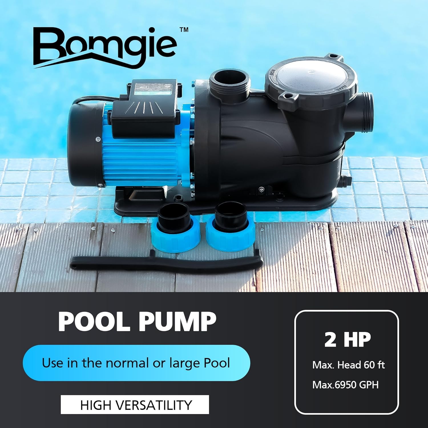 2HP 6950 GPH 115V Single Speed Self Priming Pool Pump with Strainer Basket Y607