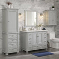 Light Gray Undermount Single Sink Bathroom Vanity with Natural Carrara Marble Top H496119