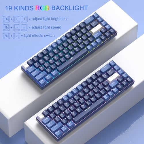 Dark Blue 68 Keys Compact Mechanical Keyboard T500374