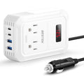 200W Car Power Inverter DC 12V to 110V AC Converter with 2 USB-C and 2 USB-QC LCD Screen Dual AC Adapter T98957