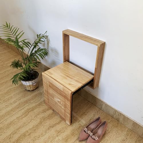 Wall Fold Up Chair Solid Wood Stool 6.8cm Thick 40x40cm T29793