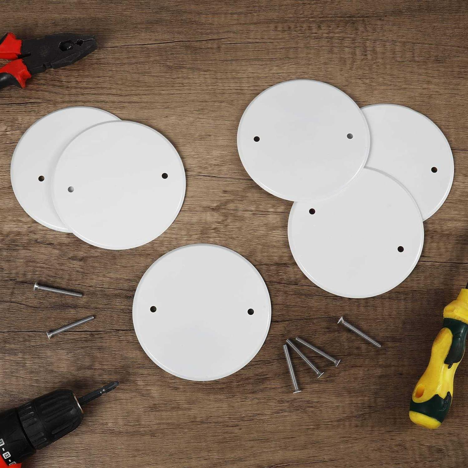 4 Pack 5 Inch Metal Flat Round Ceiling Cover Plate with Screws N59883
