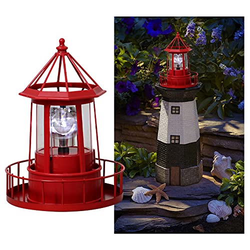 Black IP65 Waterproof Solar Rotating Lighthouse Lamp V1544