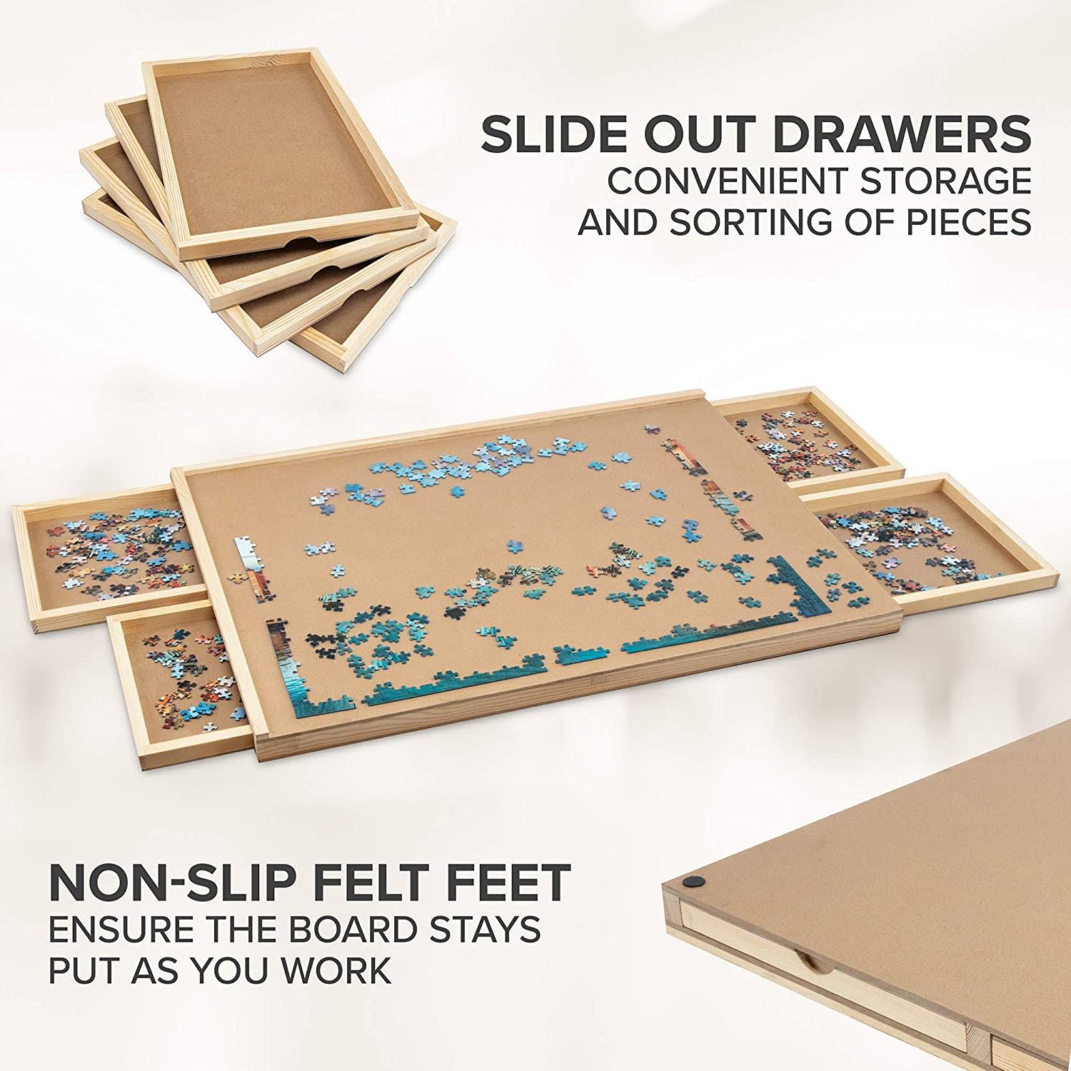 1000 Piece Wooden Puzzle Board with 4 Drawers U495317