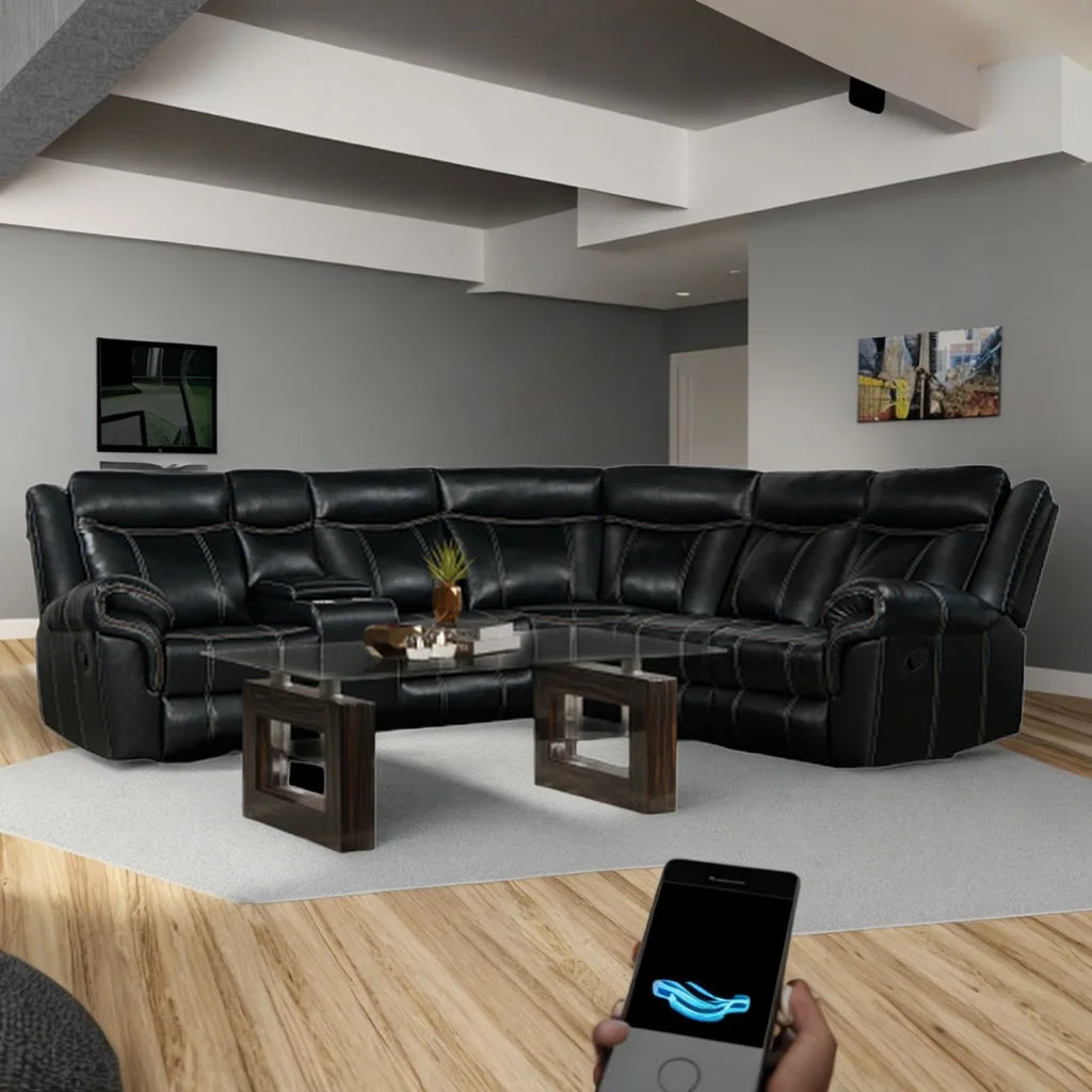 Manual Recliner Sofa with Cup Holder (Black) L96342