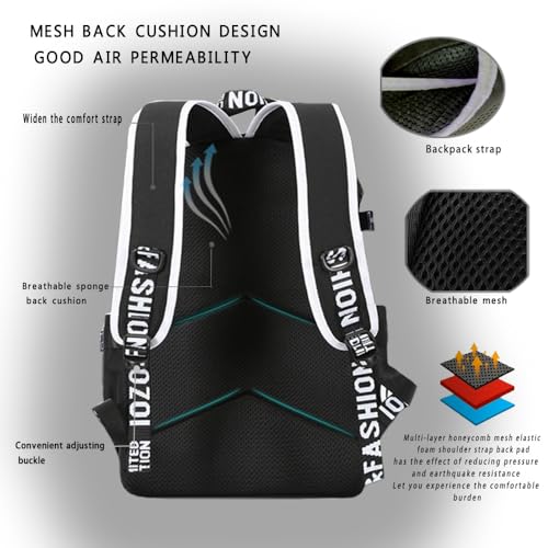 Blue Laptop Backpack with USB Charging Port, Anti-Theft Lock, Pencil Bag Z959621