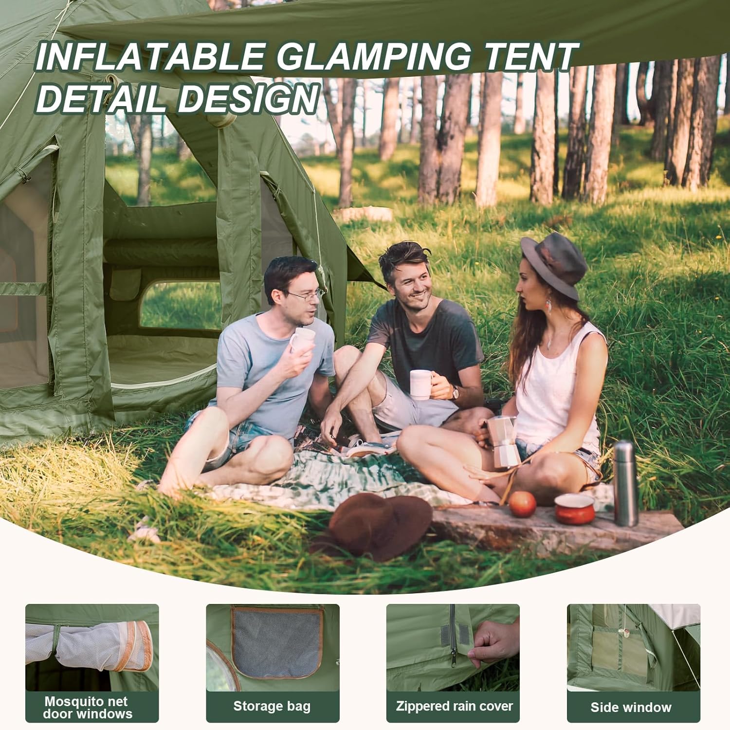 4-6 Person Inflatable Camping Tent with Pump and Stove Jack N588922