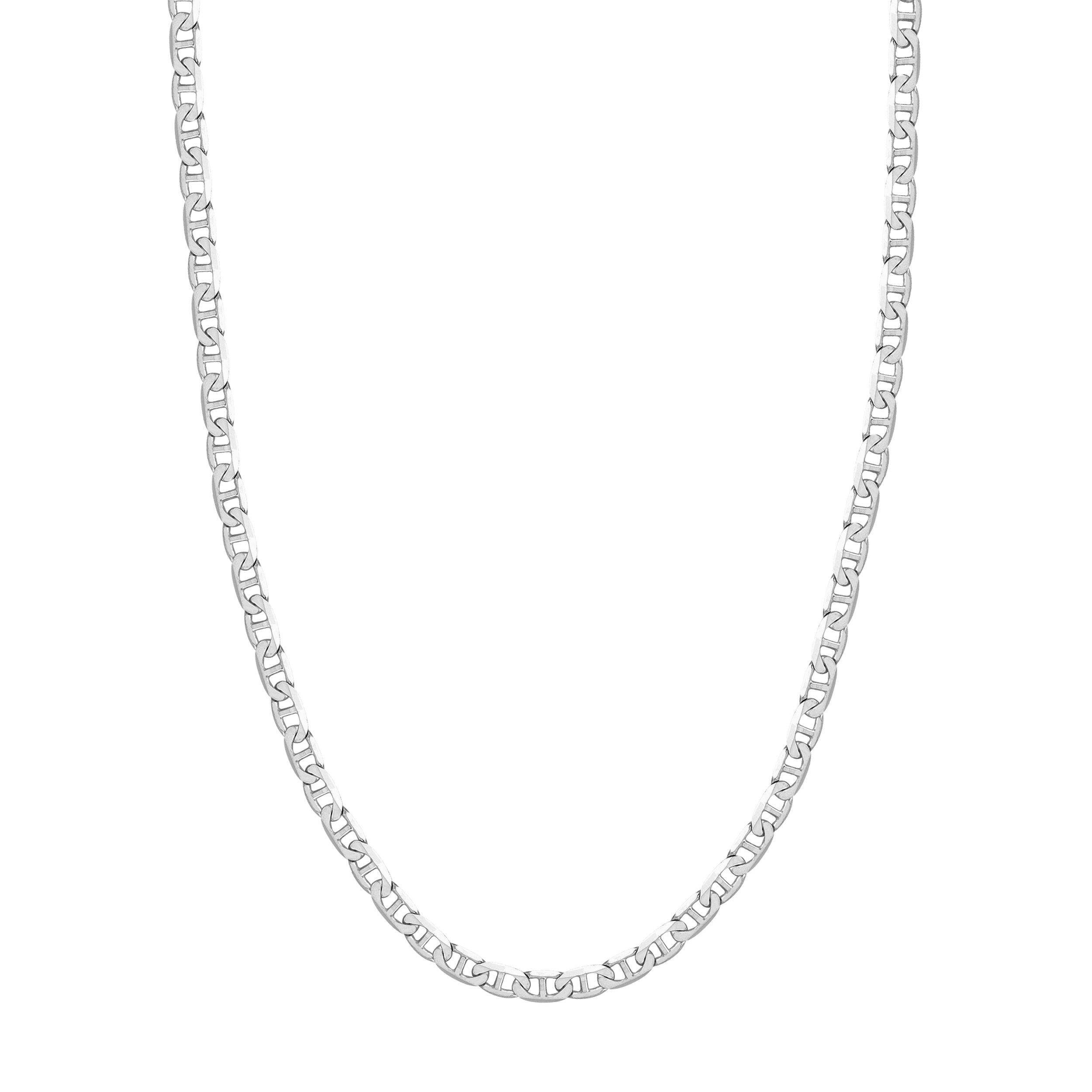 14K White Gold 18" 5.6mm Flat Mariner Chain Necklace A284322