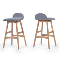 Set of 2 Upholstered Bar Stools with Footrests (Charcoal) K48534