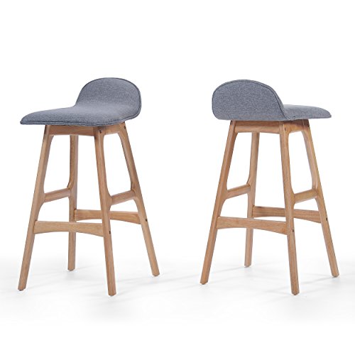 Set of 2 Upholstered Bar Stools with Footrests (Charcoal) K48534