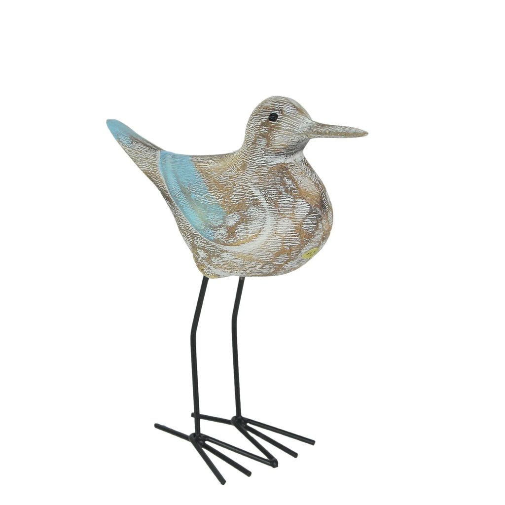 Carved Wood and Metal Sandpiper Shorebird Statue M90960