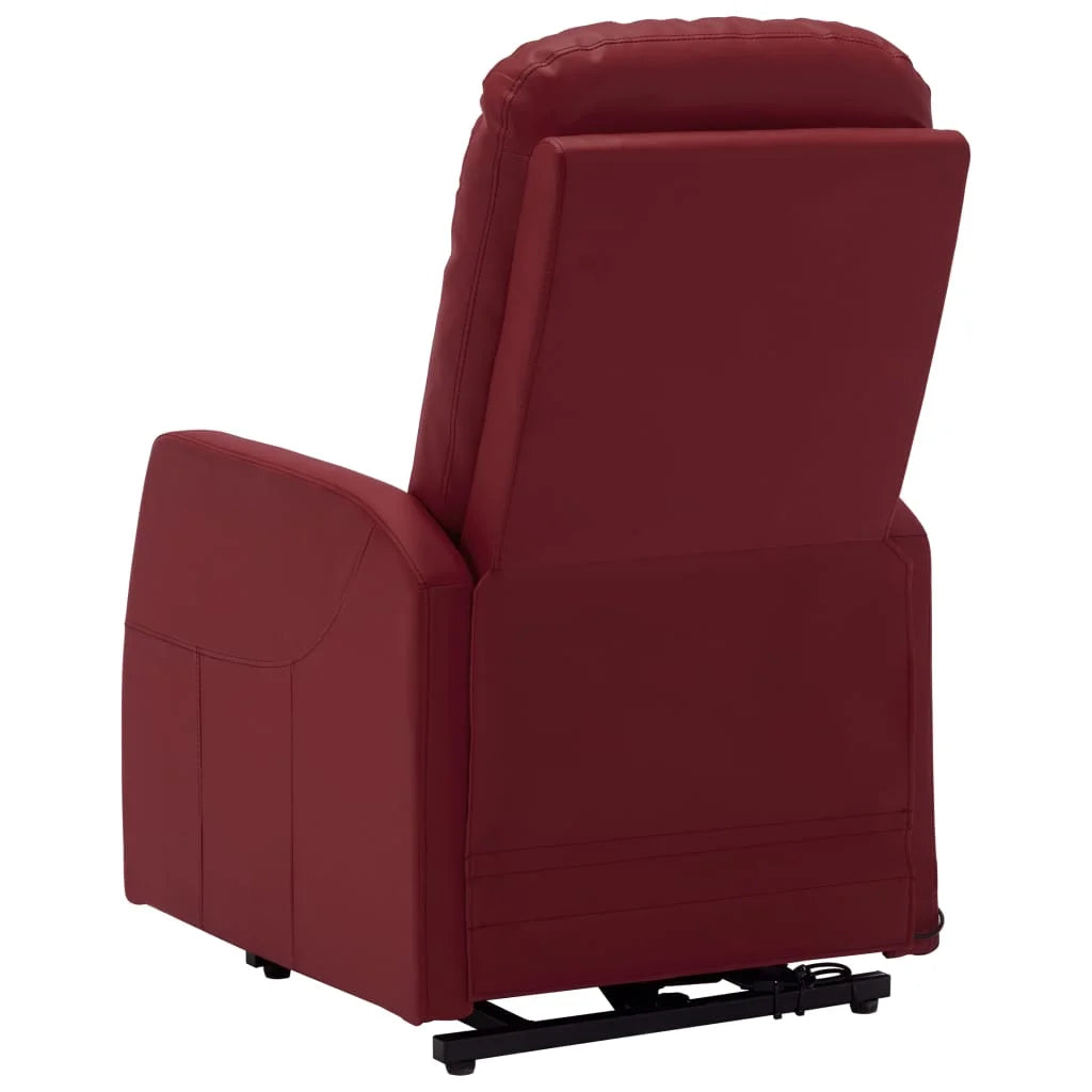 Wine Red Faux Leather Power Lift Massage Recliner R526
