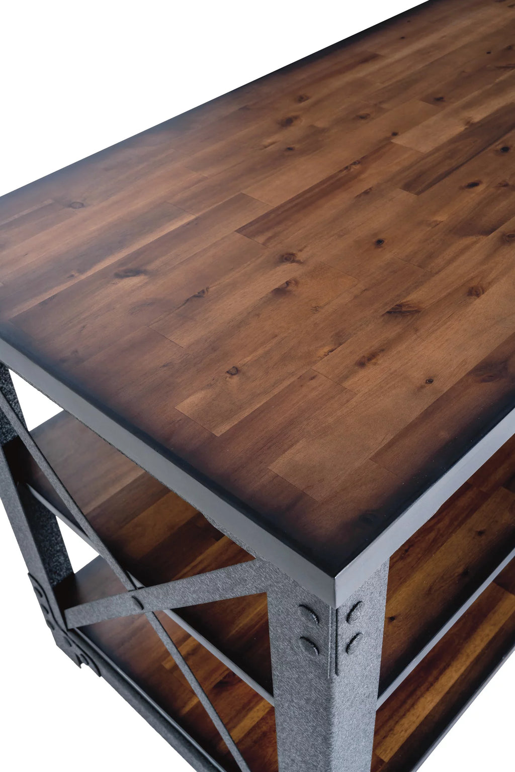 72" Industrial Metal & Wood Desk with Shelves F133866