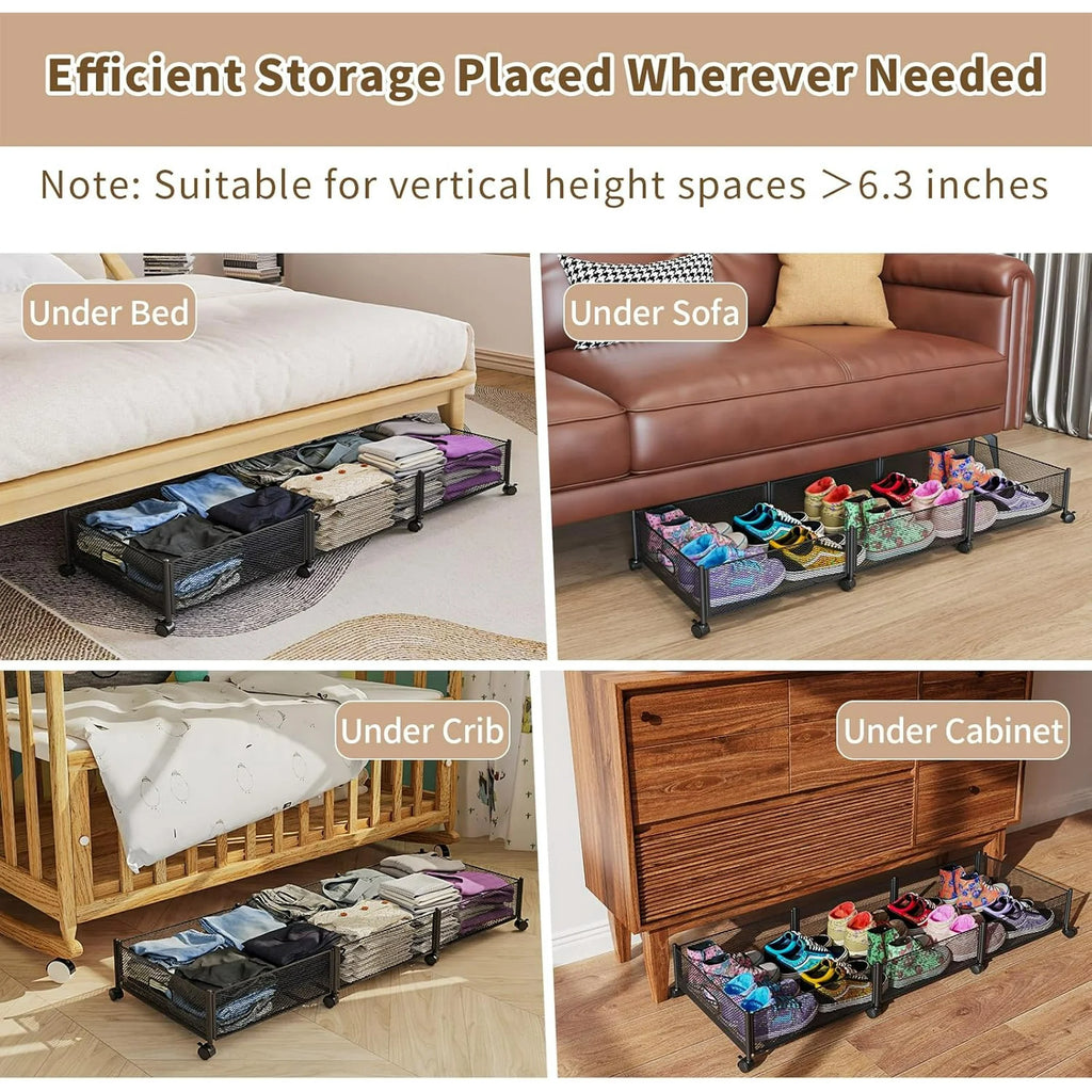 47.2'' Long Under Bed Storage on Wheels, 57.6L Large Capacity Foldable Drawers X817339