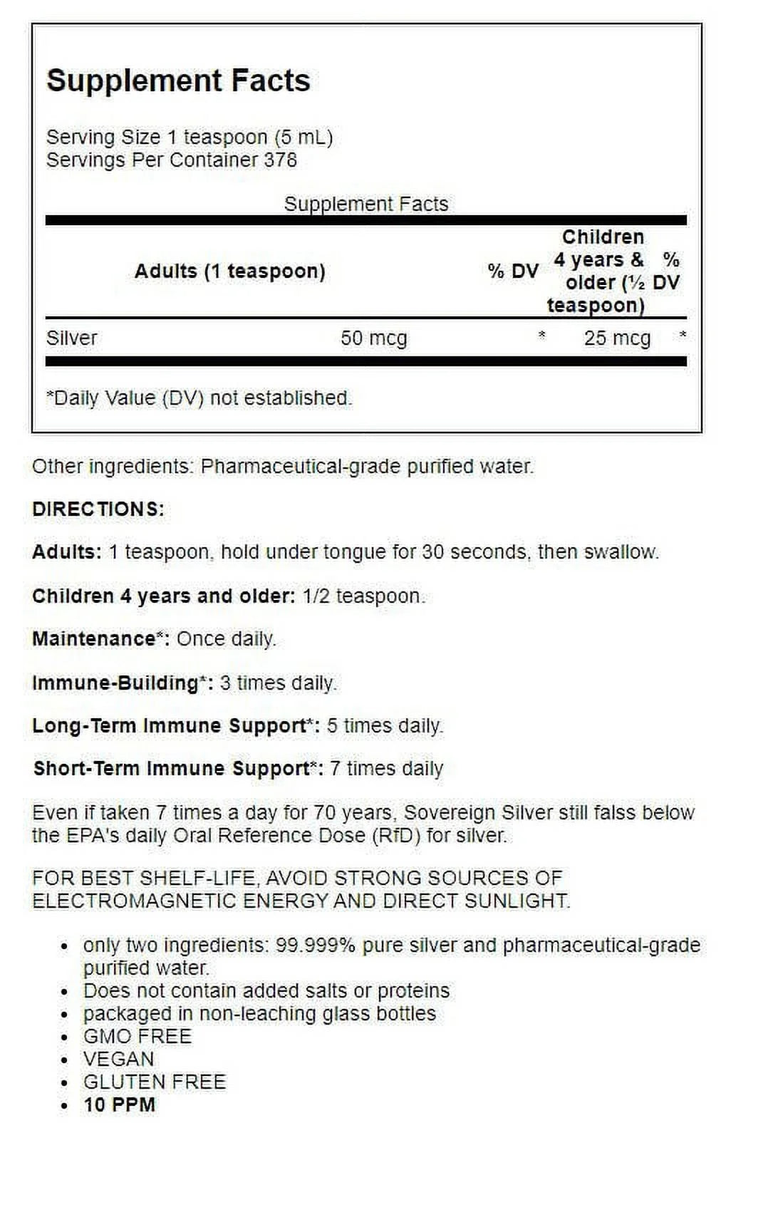 10 Ppm 64 fl oz Silver Hydrosol W323789