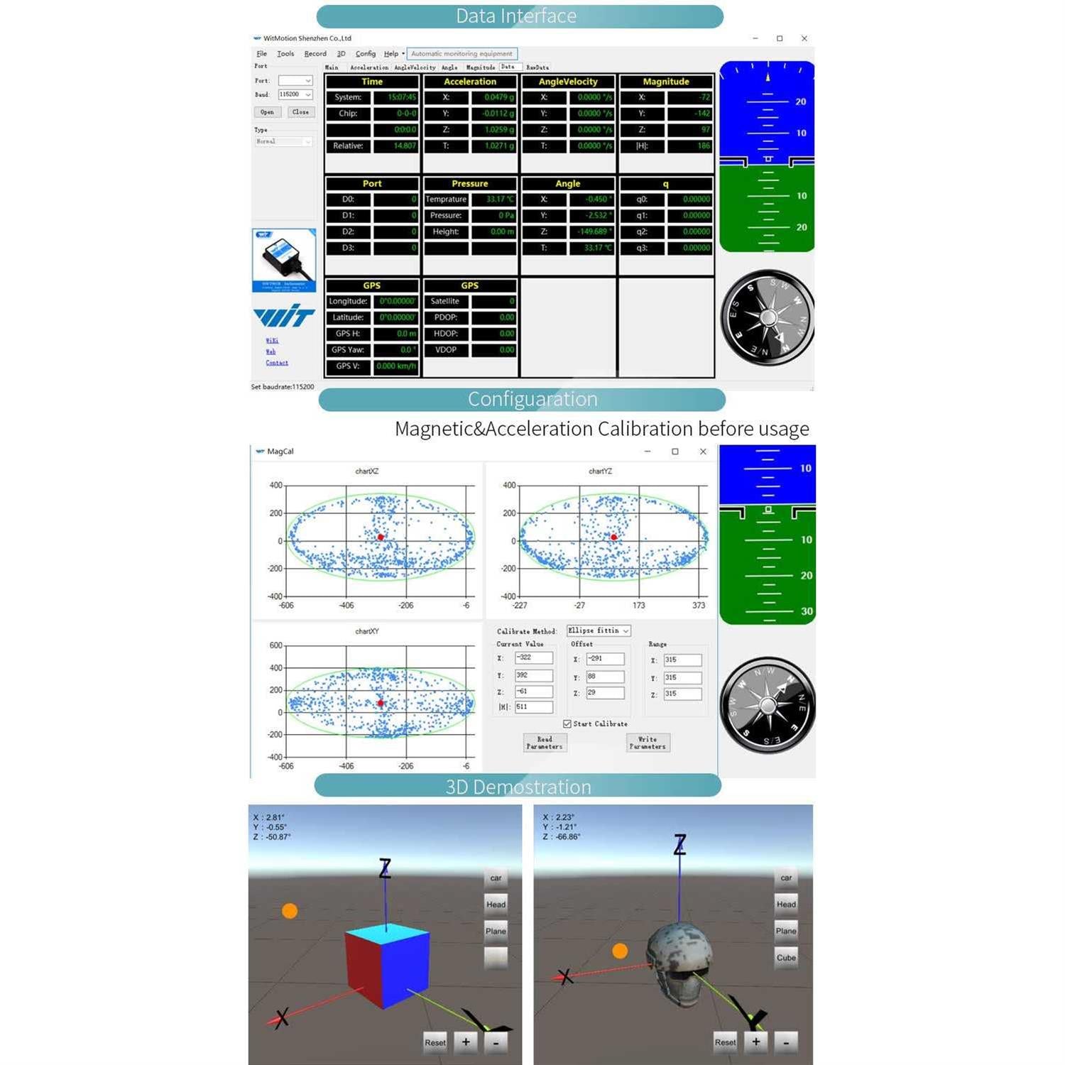 High-Precision 9-Axis Gyroscope Angle Magnetometer H67148