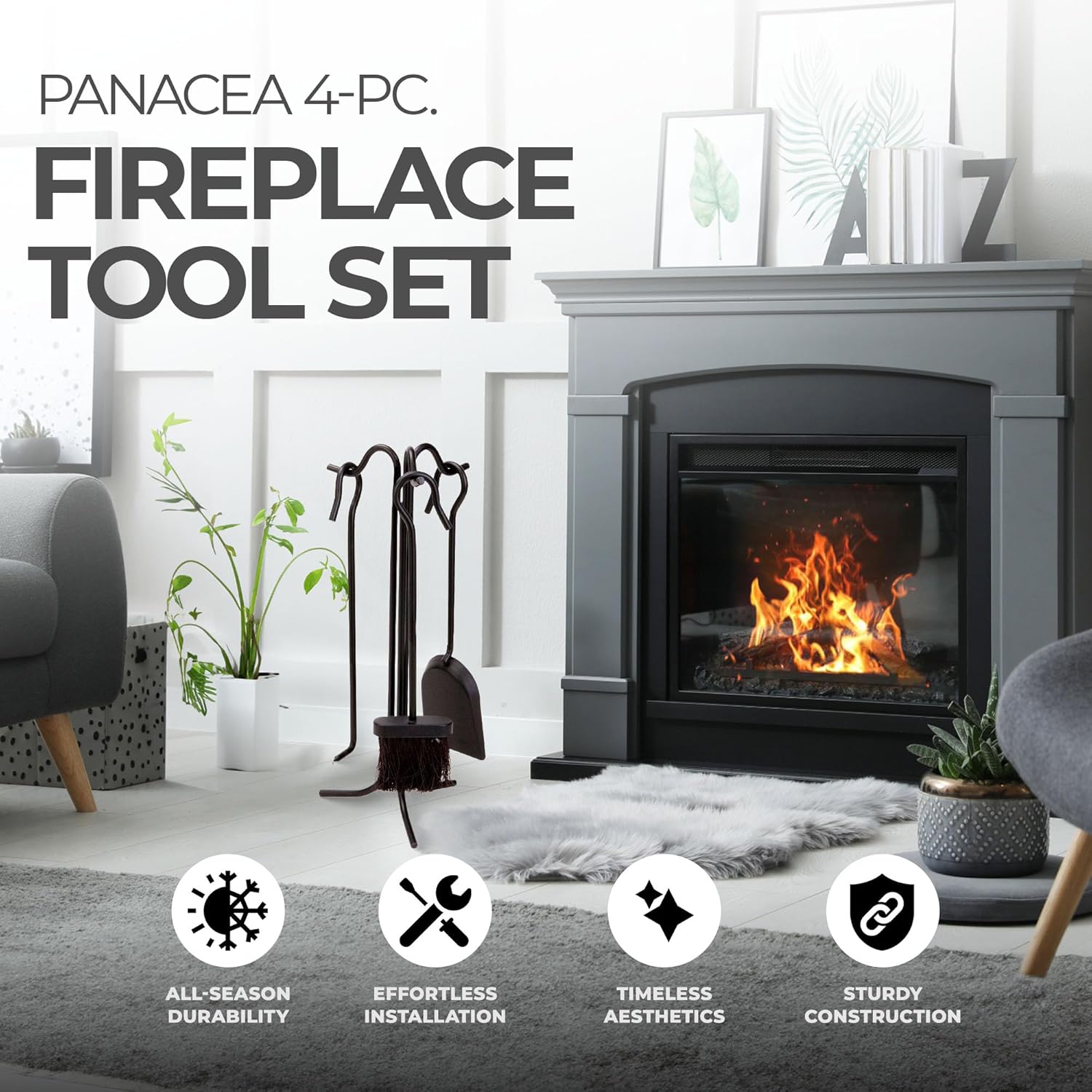 4-Piece Fireplace Tool Set E710635