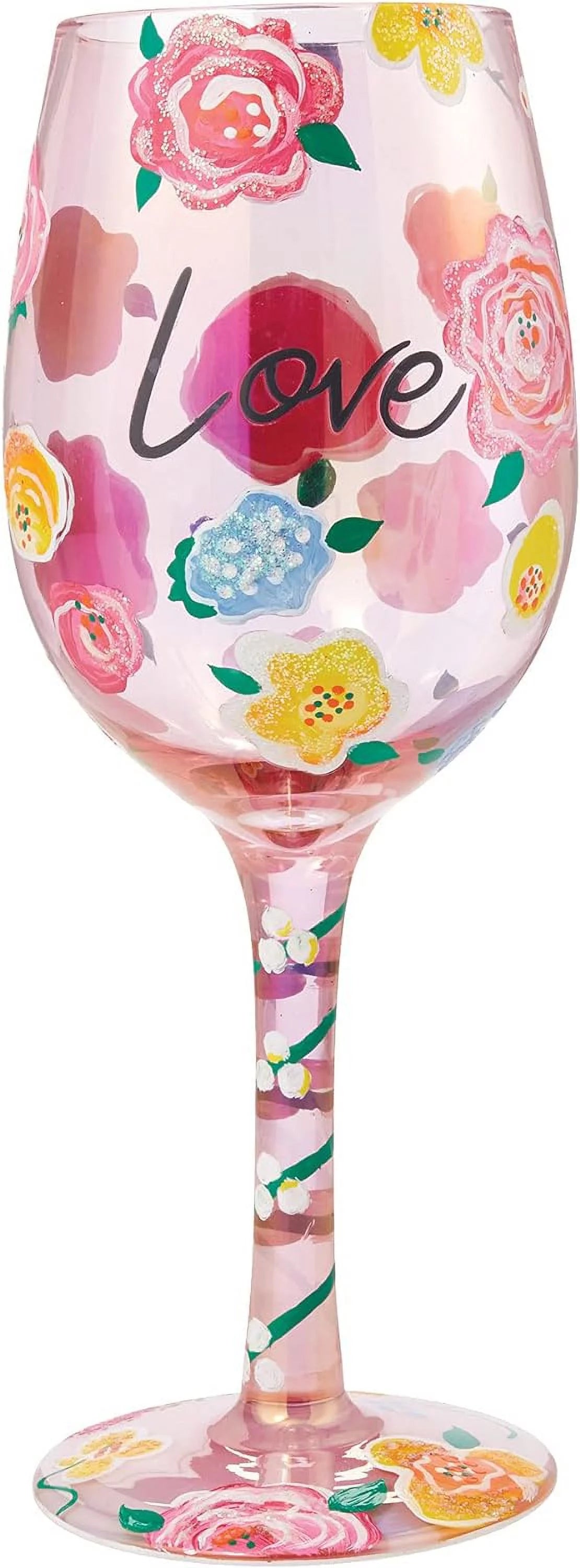 Floral Hand-Painted Artisan Wine Glass R97140