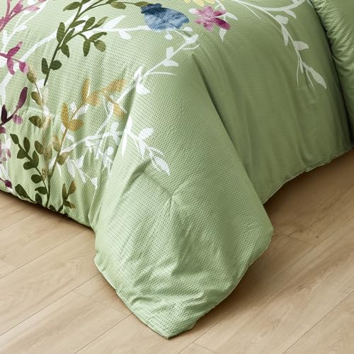 Sage Green King Floral Comforter Set with Sheets and Pillowcases J2890