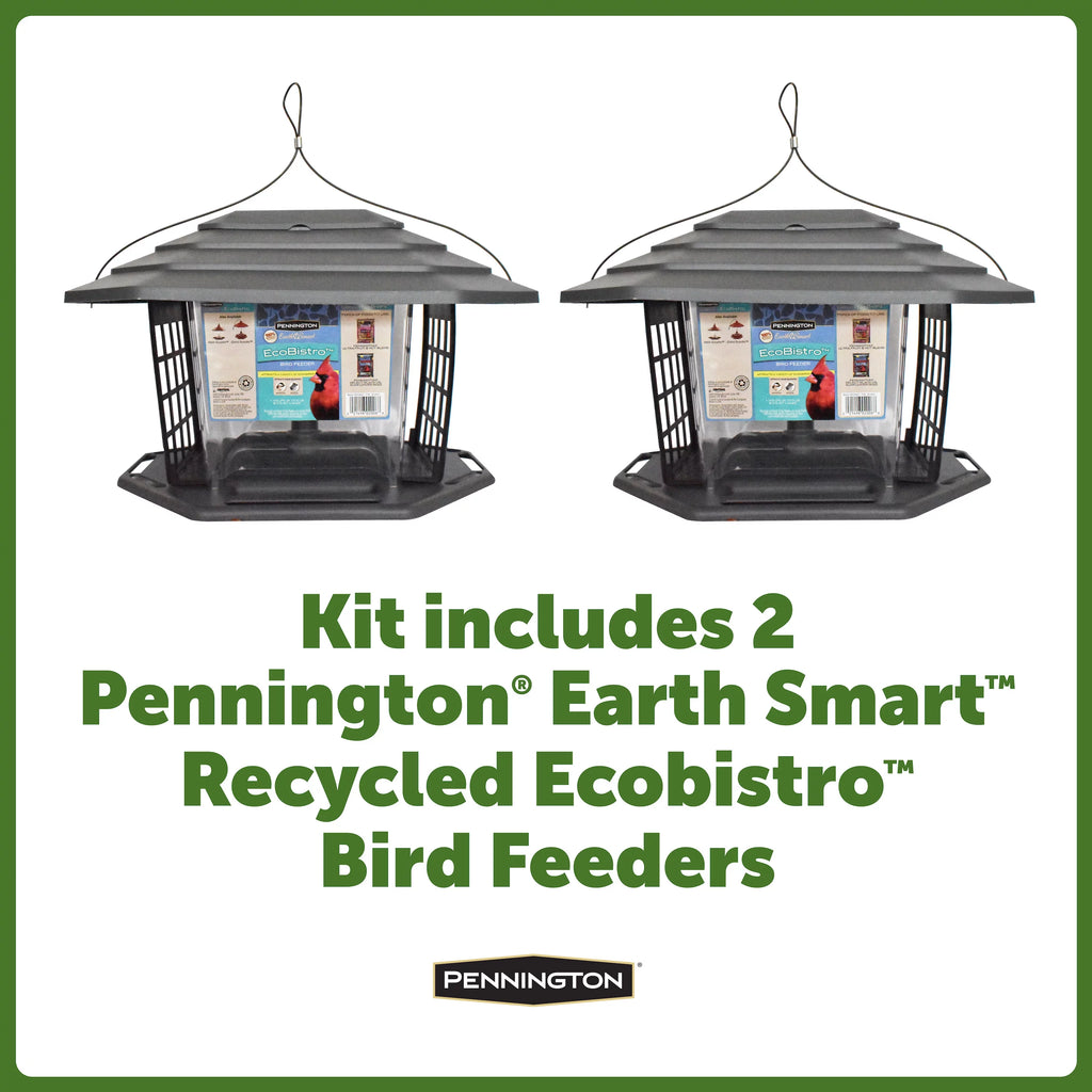 Gray Recycled Resin Wild Bird Hopper Feeder 5 lb. Capacity 2 Pack R8951
