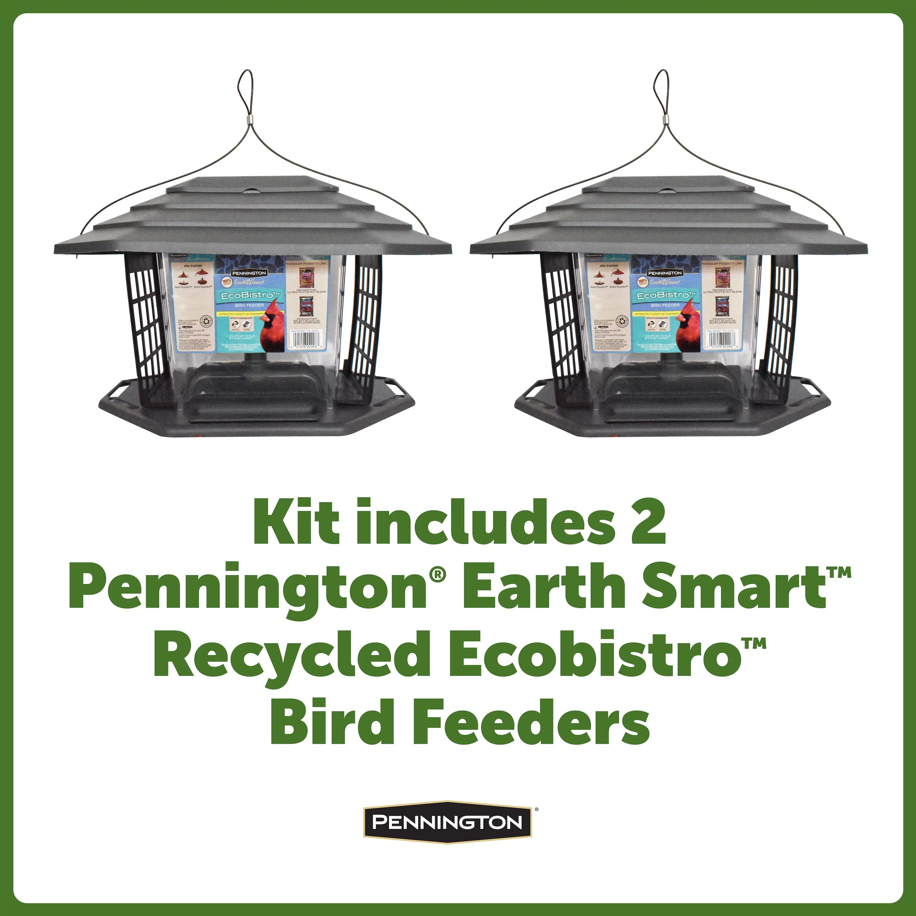 Gray Recycled Resin Wild Bird Hopper Feeder 5 lb. Capacity 2 Pack R8951