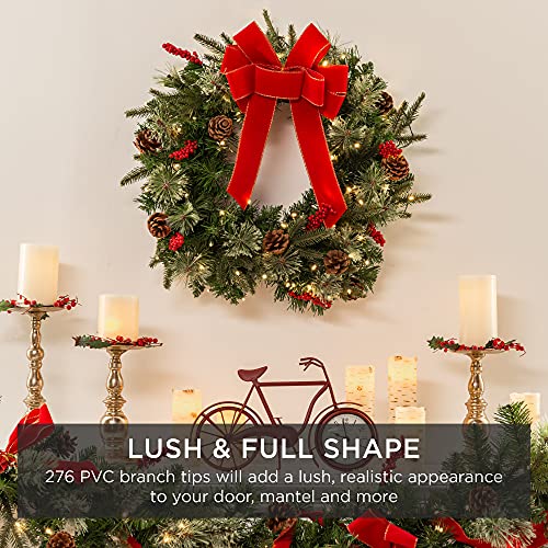 30in Pre-Lit Artificial Christmas Wreath with 100 Lights T837