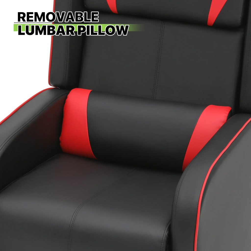 Red PU Leather Gaming Recliner Chair with Footrest O396124