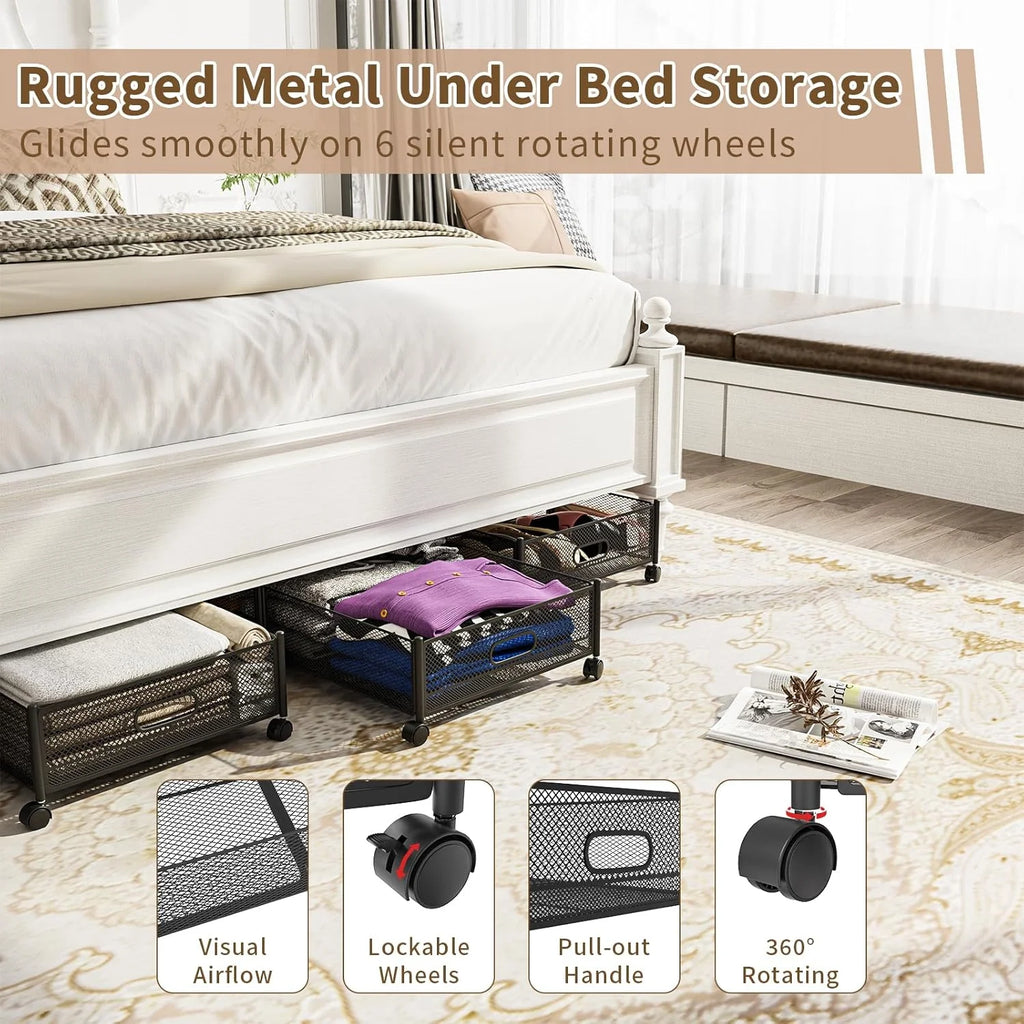 47.2'' Long Under Bed Storage on Wheels, 57.6L Large Capacity Foldable Drawers X817339
