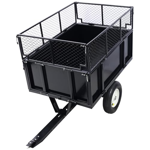 ATV Trailer Steel Dump Cart, 750lbs 22 Cubic Feet Utility Trailer with Removable Sides J8868