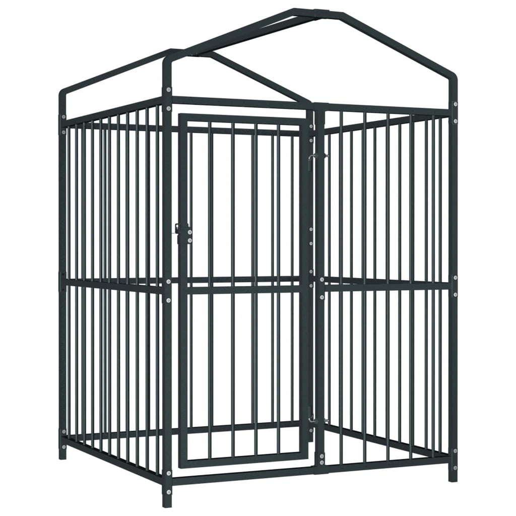 Heavy Duty Galvanized Steel Dog Kennel Cage 47.2" x 47.2" x 59 Inches I65022