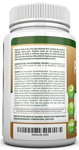 240 Capsules Psyllium Husk Capsules 1450mg Per Serving Double Strength B810