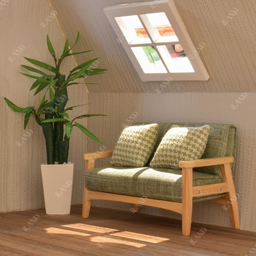 Grey Green Dollhouse Couch and Miniature Sofa Set with Mini Houndstooth Cushions I836048