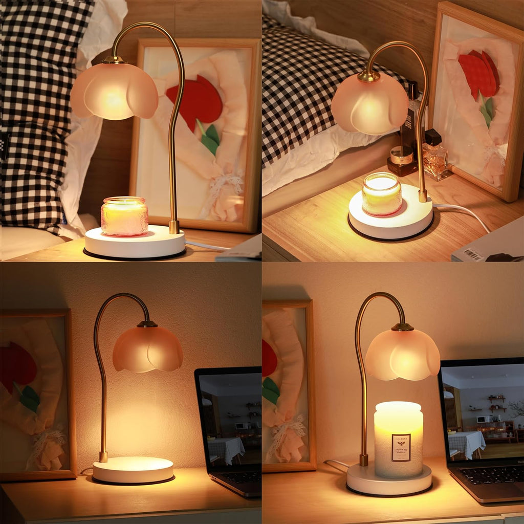 Candle Warmer Lamp with Timer & Dimmer, Electric for Large Jar Candles, 3 Wick Candle, with 2 Bulbs F397